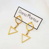 Triangle Earrings, Gold minimal dangles, Dana Mantzur