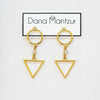 Triangle Earrings, Gold triangle earrings, Dana Mantzur