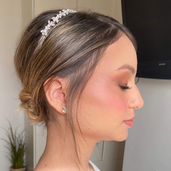 Roni CZ Crown small, Updo Bride tiara, The Lady Bride