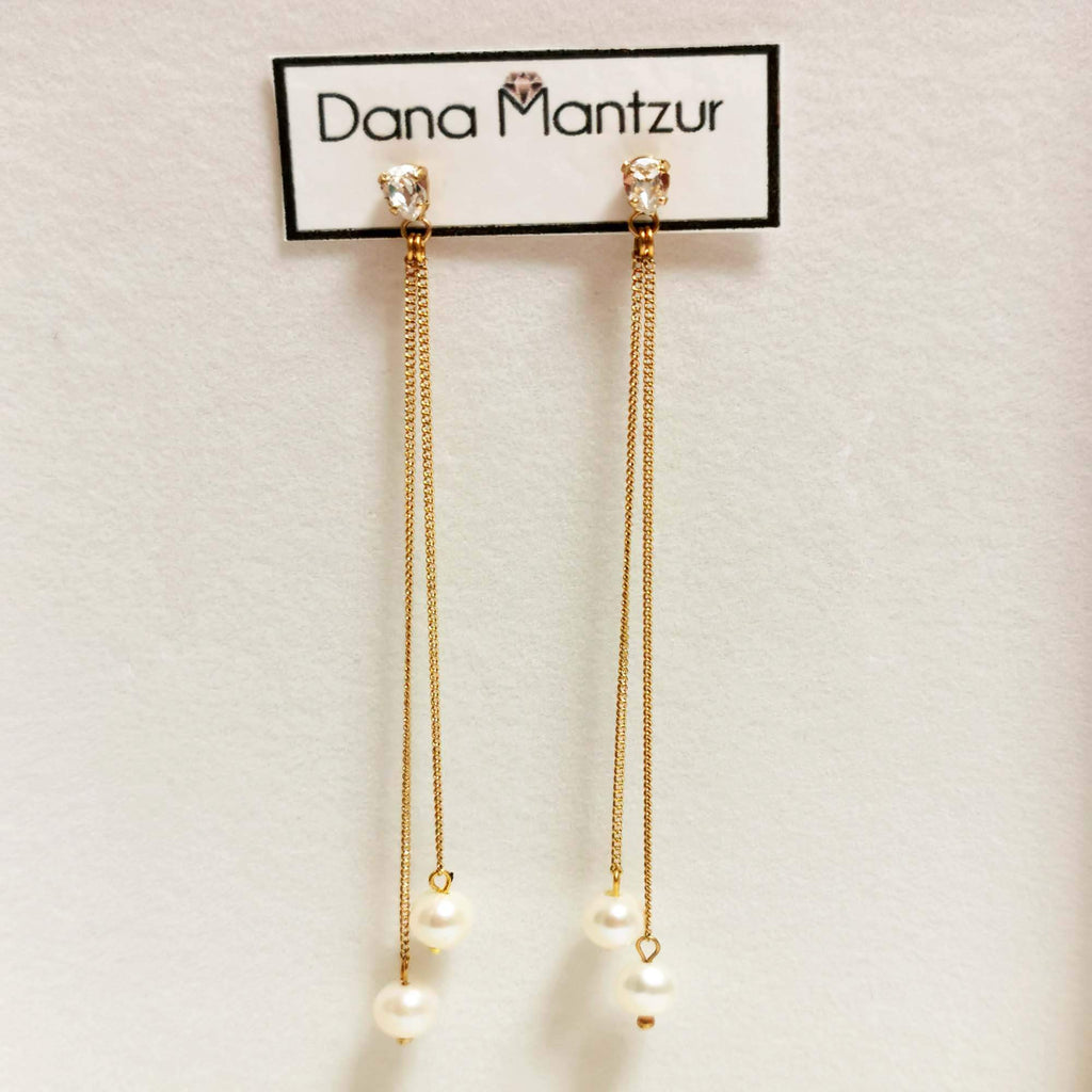 Gold pearl earrings | Kennedy Earrings | Dana Mantzur