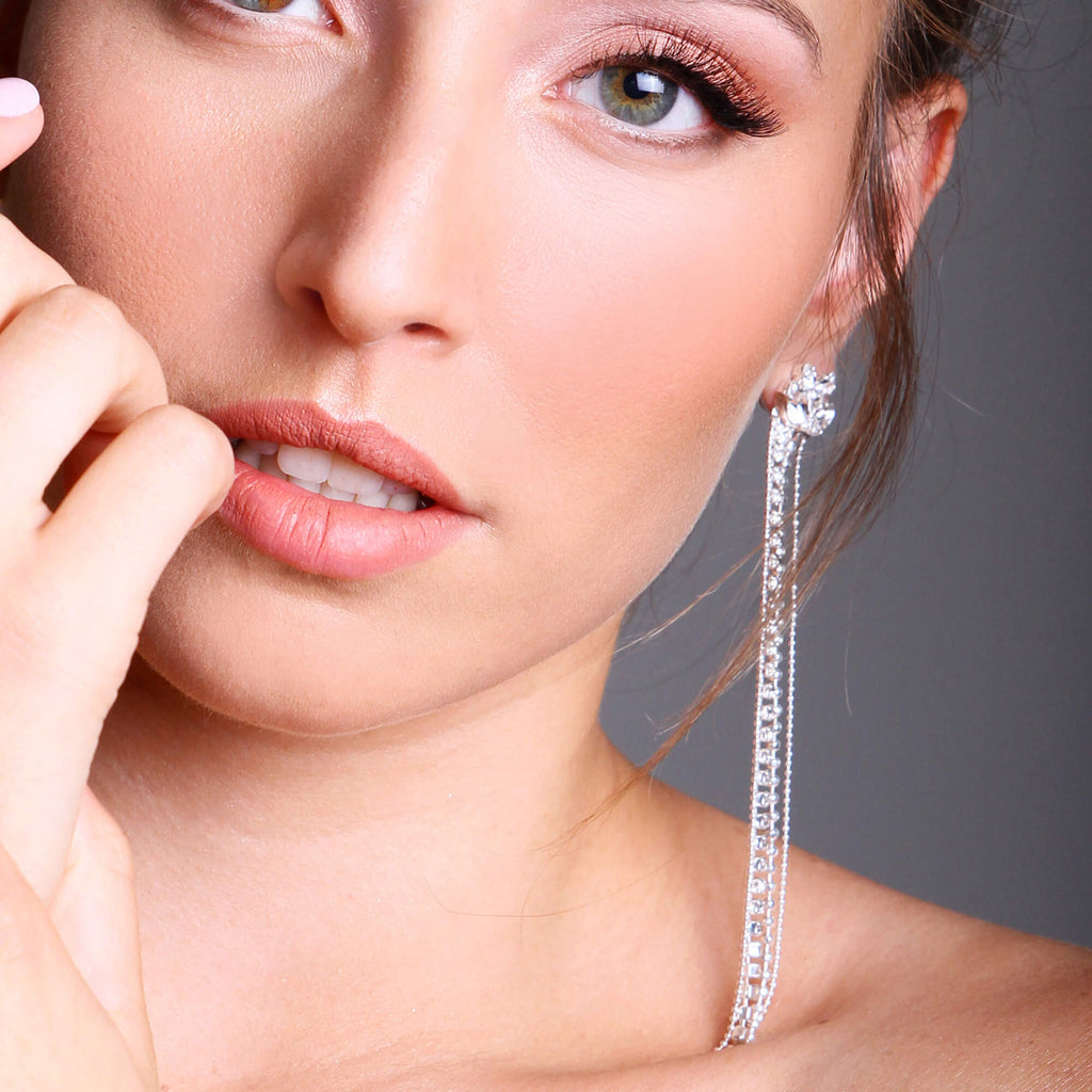 Zirconia fringe earrings