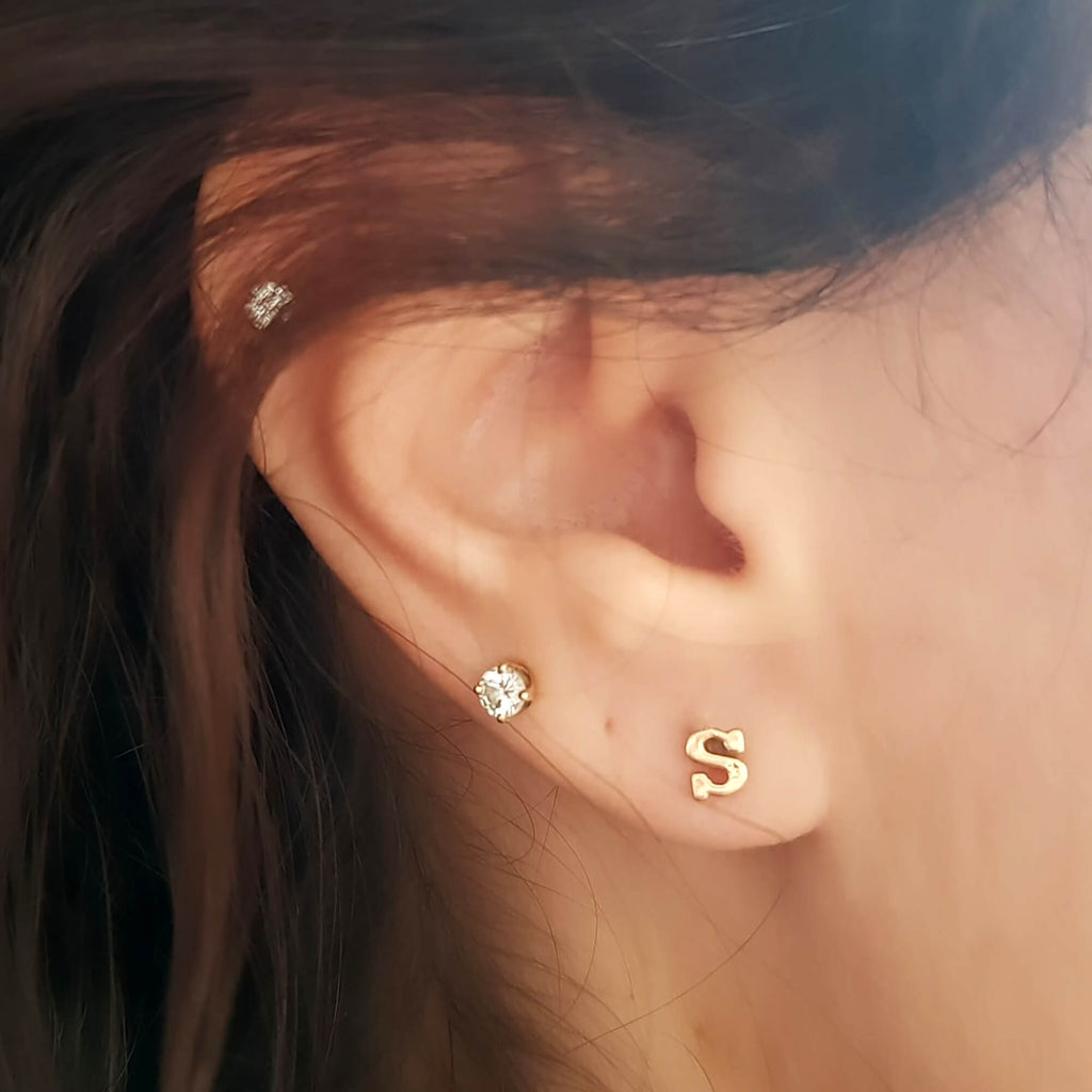 dainty initial studs