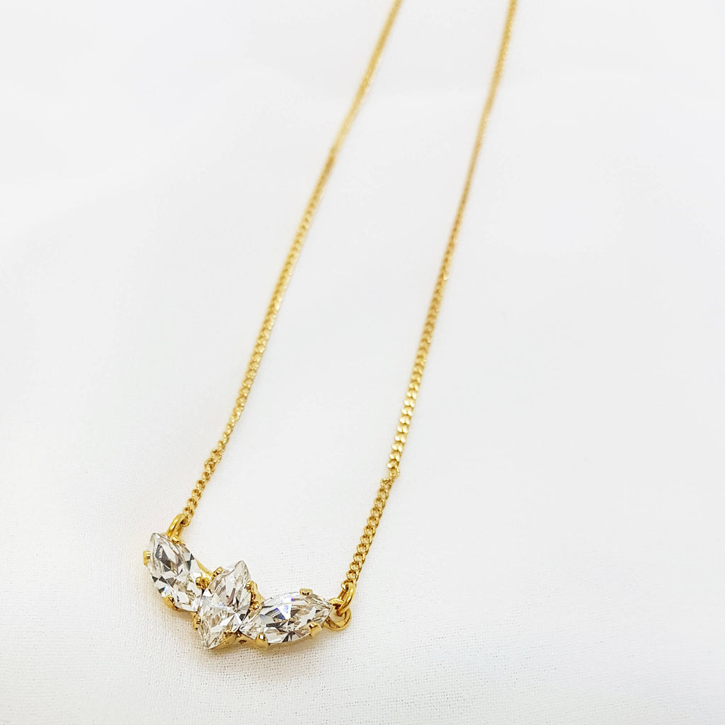 Trio crystal necklace, Dainty Swarovski pendant, Dana Mantzur