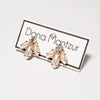 Shira Earrings, Gold small pearl earrings, Dana Mantzur 