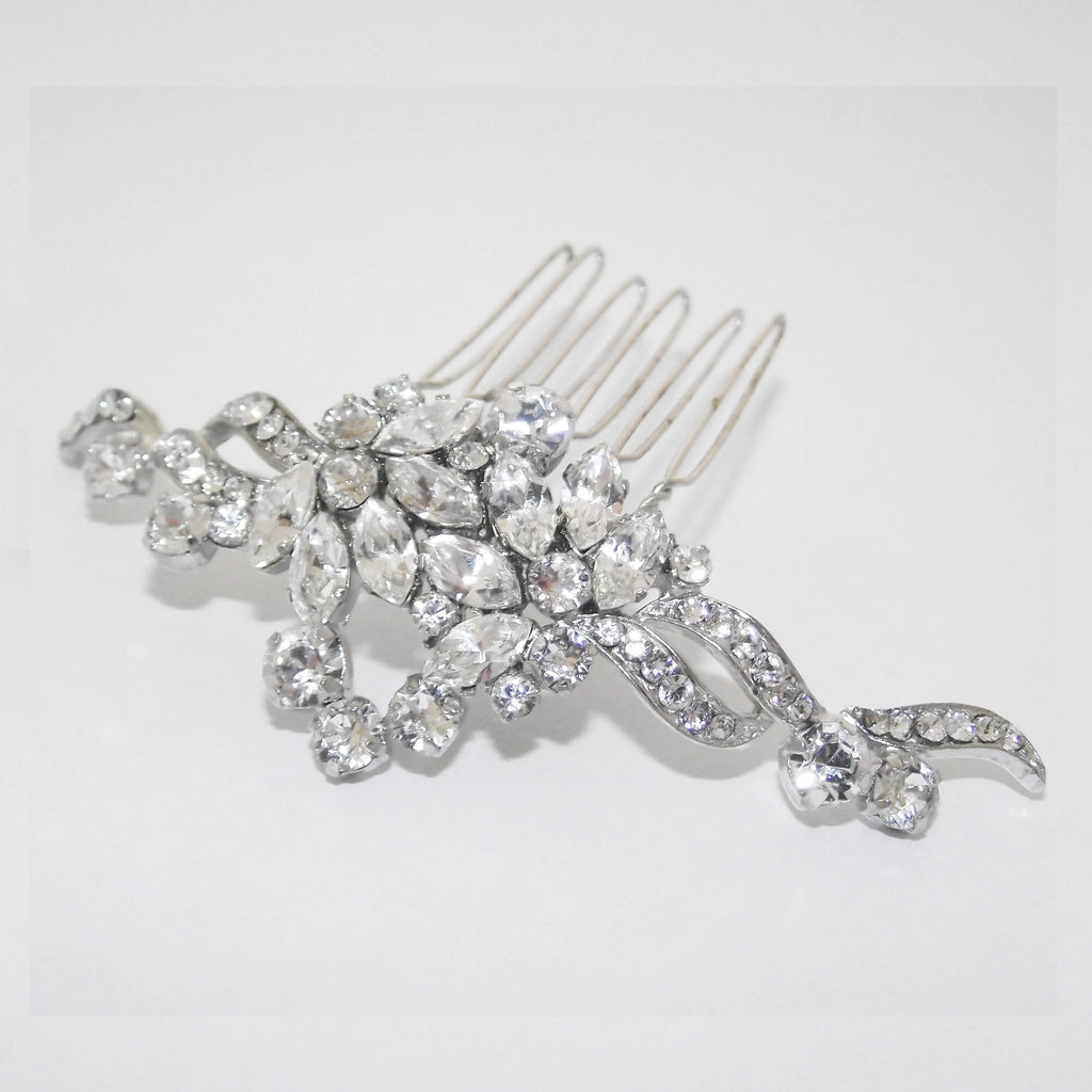 Silver CZ hair comb