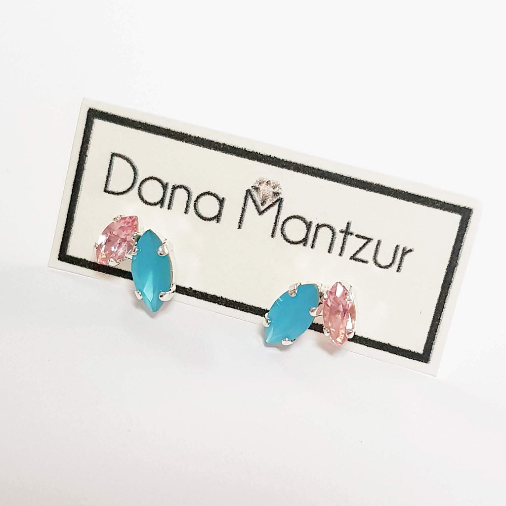 Light blue pink post earrings, Shai Colorful earrings, Dana Mantzur