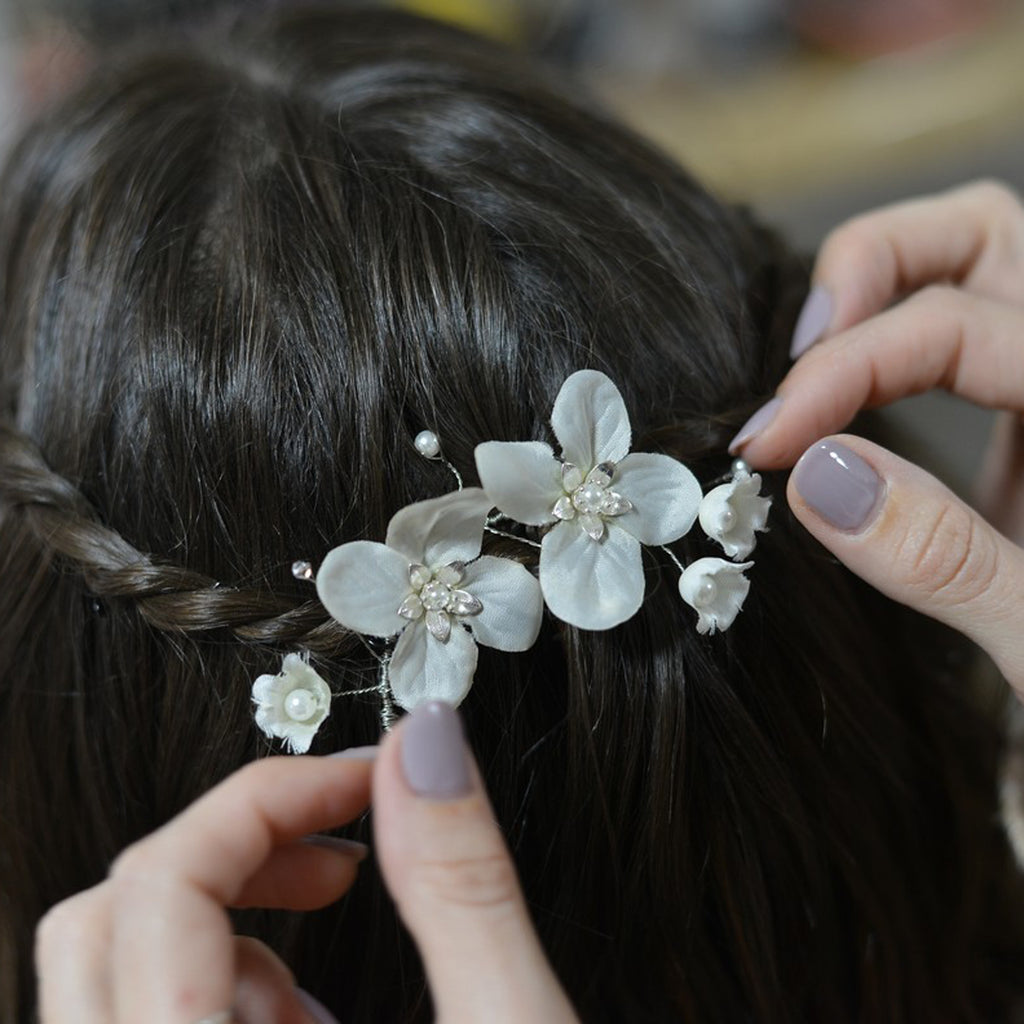 Silver hair comb, Ruth Floral Hair clip, The Lady Bride