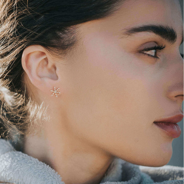 Snowflake Earrings: Zirconia silver stud earrings, Dana Mantzur 